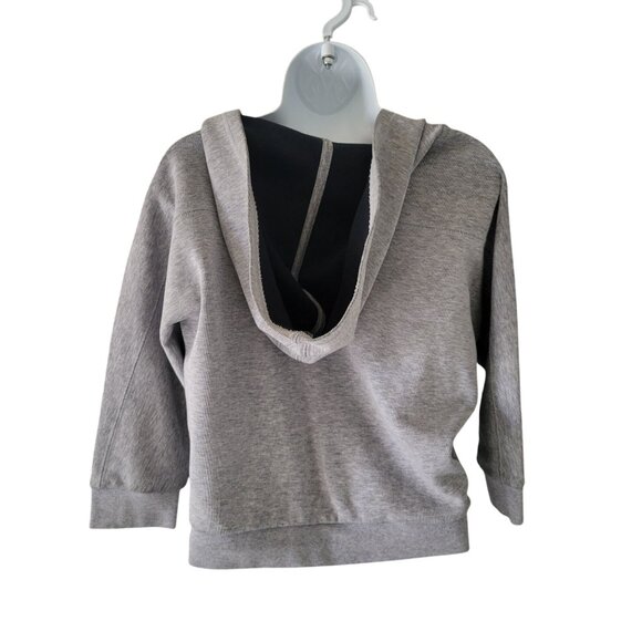 Puma Womens Gray V-Neck Crop Hooded Sweatshirt Pullover- SP - Picture 2 of 7